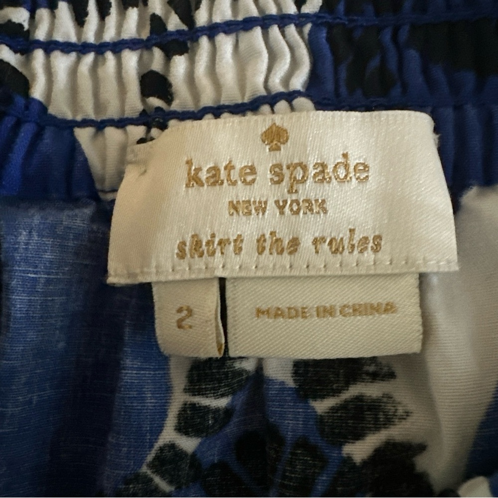 Kate Spade blue black a line midi skirt elastic waist Size 2 Geometric - Picture 8 of 12